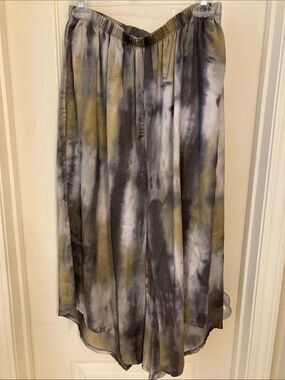 Tie-Dye Wide-leg Cropped Pants Gray and Olive
